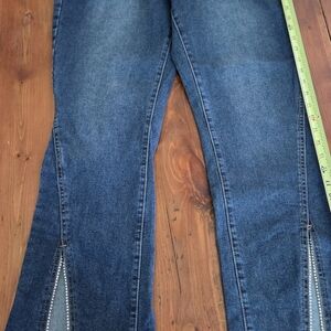 Cato Dark Blue Flare Jeans with Rhinestone Trim